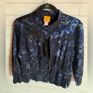 Vintage Ruby Rd Blue Leopard print Patterned Women Jacket iridescent/reflective